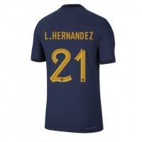 Koszulka piłkarska Francja Lucas Hernandez #21 Strój Domowy MŚ 2022 tanio Krótki Rękaw